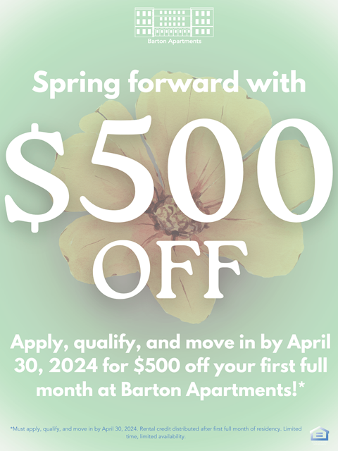 a poster for spring forward with 50 off off your first month at barron